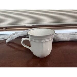 Newcor Stoneware Japan Coffee Mug Beige Oatmeal Scalloped Vintage Ceramic Cup